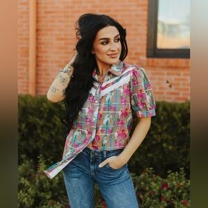 2 Fly Plaid Posse Pearl Snap Top